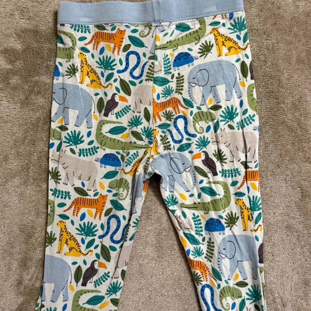 Little Sleepies Safari Bamboo Viscose Pajama Set 3T Blue Jungle Animal Print